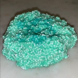 Mint green fluffy floam slime with glitter!